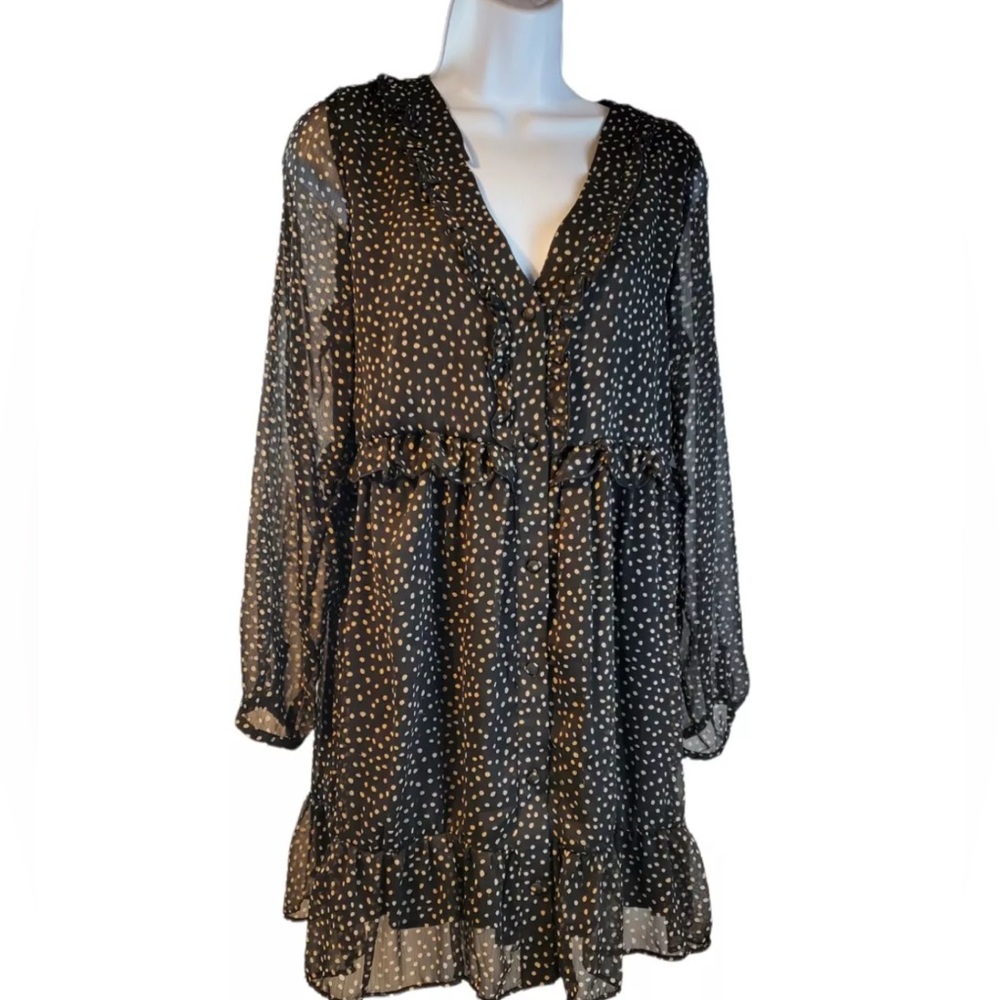 Zara Black and White Relaxed Tiered Blouse NWT Size S